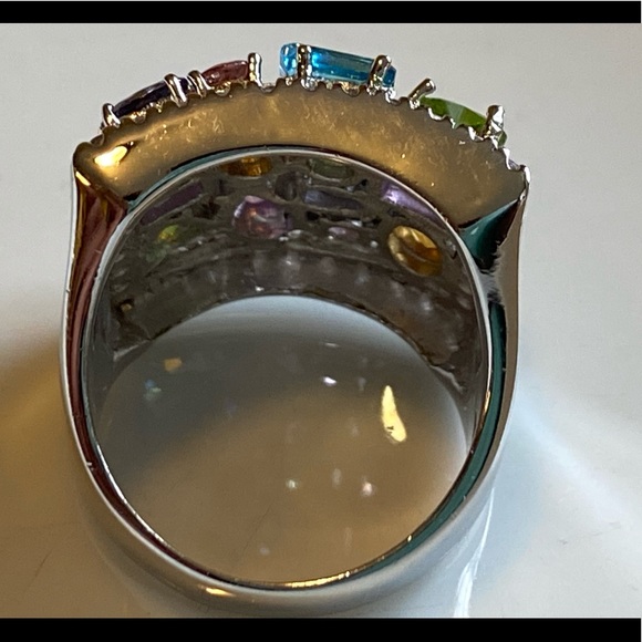 🦋HP🦋 Multigem Sterling 925 silver ring blue topaz, peridot, citrine, amethyst - Picture 15 of 15
